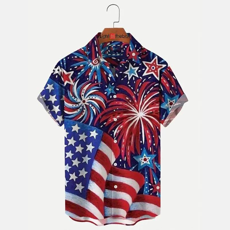 American Flag Hawaiian Print Men's Casual Shirt - Summer Streetwear Fashion Piece