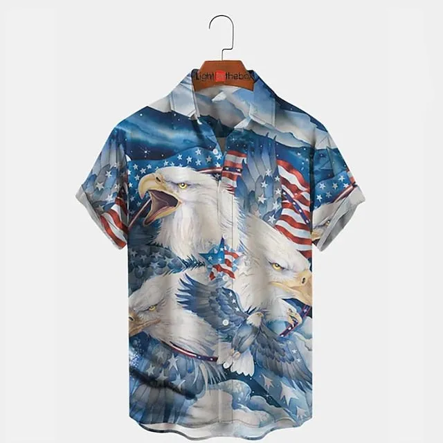 American Flag Hawaiian Print Men's Casual Shirt - Summer Streetwear Fashion Piece