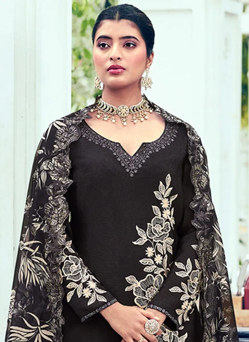 Black Embroidery Designer Palazzo Suit