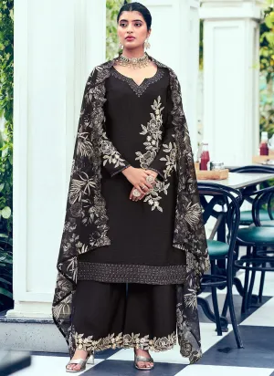 Black Embroidery Designer Palazzo Suit