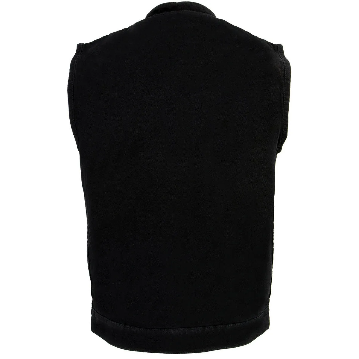 BLACK MDM3000 Men's 'Brute' Concealed Snap Black Denim Club Style Vest w/ Hidden Zipper