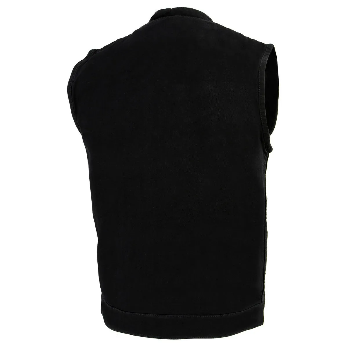 BLACK MDM3000 Men's 'Brute' Concealed Snap Black Denim Club Style Vest w/ Hidden Zipper