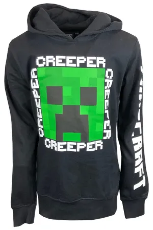 Boys Black Minecraft Game Creeper Inside Hoodie