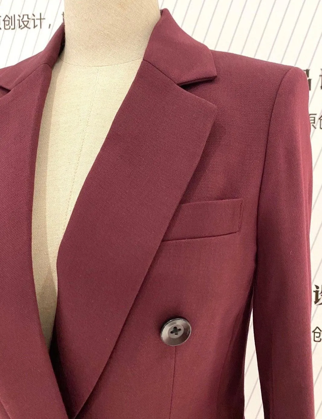 Burgundy Women Pant Suit- Formal Business Trouser Suit