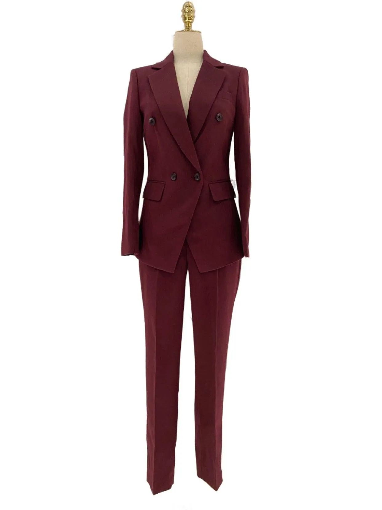 Burgundy Women Pant Suit- Formal Business Trouser Suit