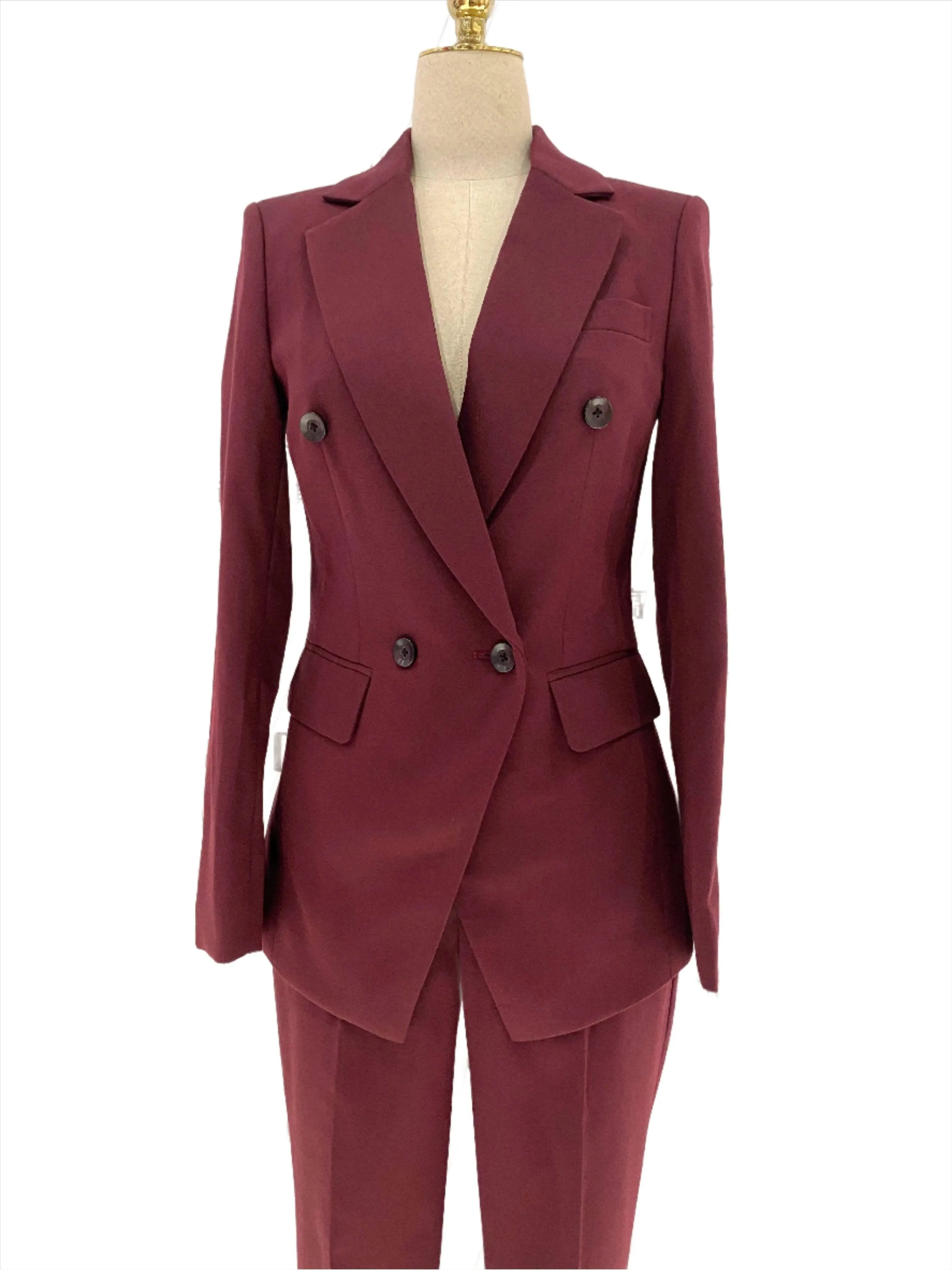 Burgundy Women Pant Suit- Formal Business Trouser Suit