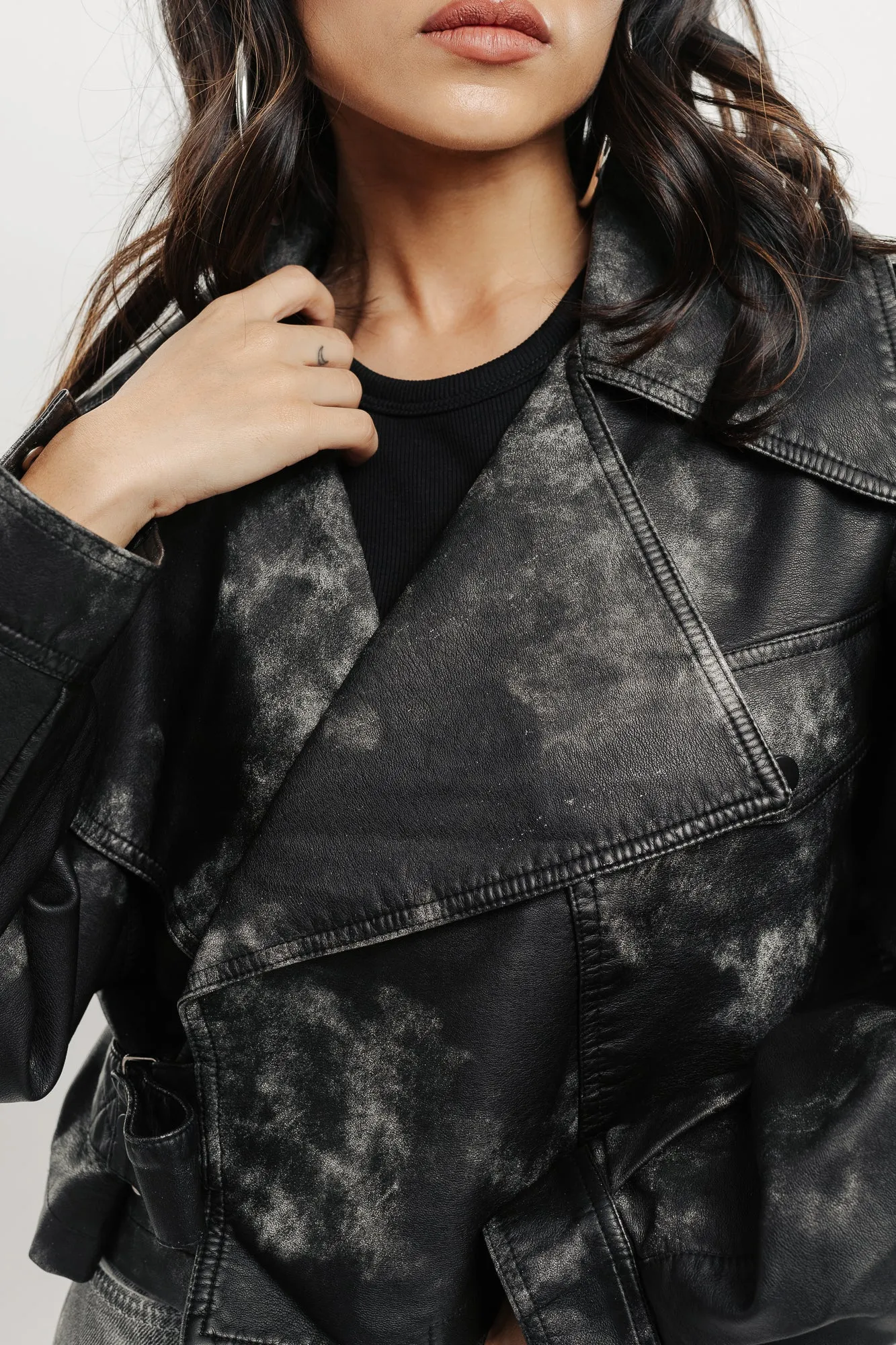 Charcoal Wash Biker Jacket