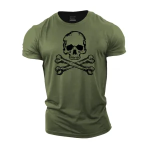 Cotton Skull Bones Graphic Men's Fitness T-shirts