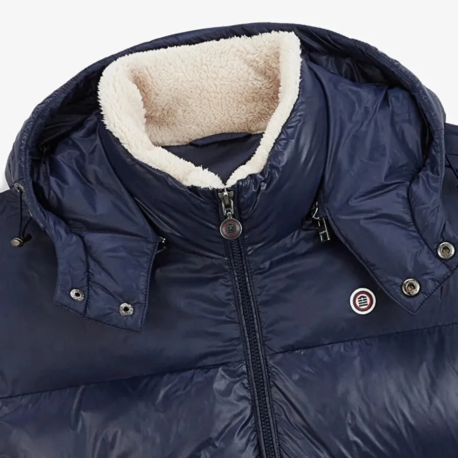 Daman Sleeveless Hooded Puffer Jacket: Navy