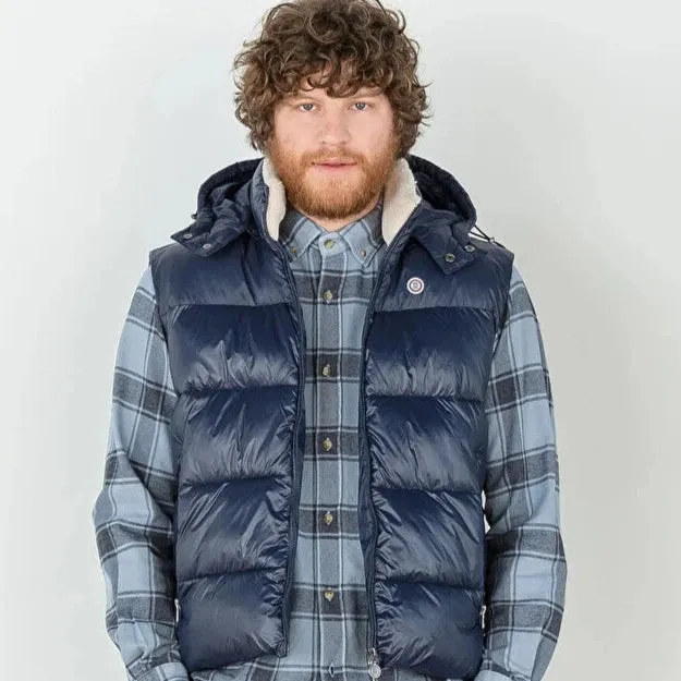 Daman Sleeveless Hooded Puffer Jacket: Navy