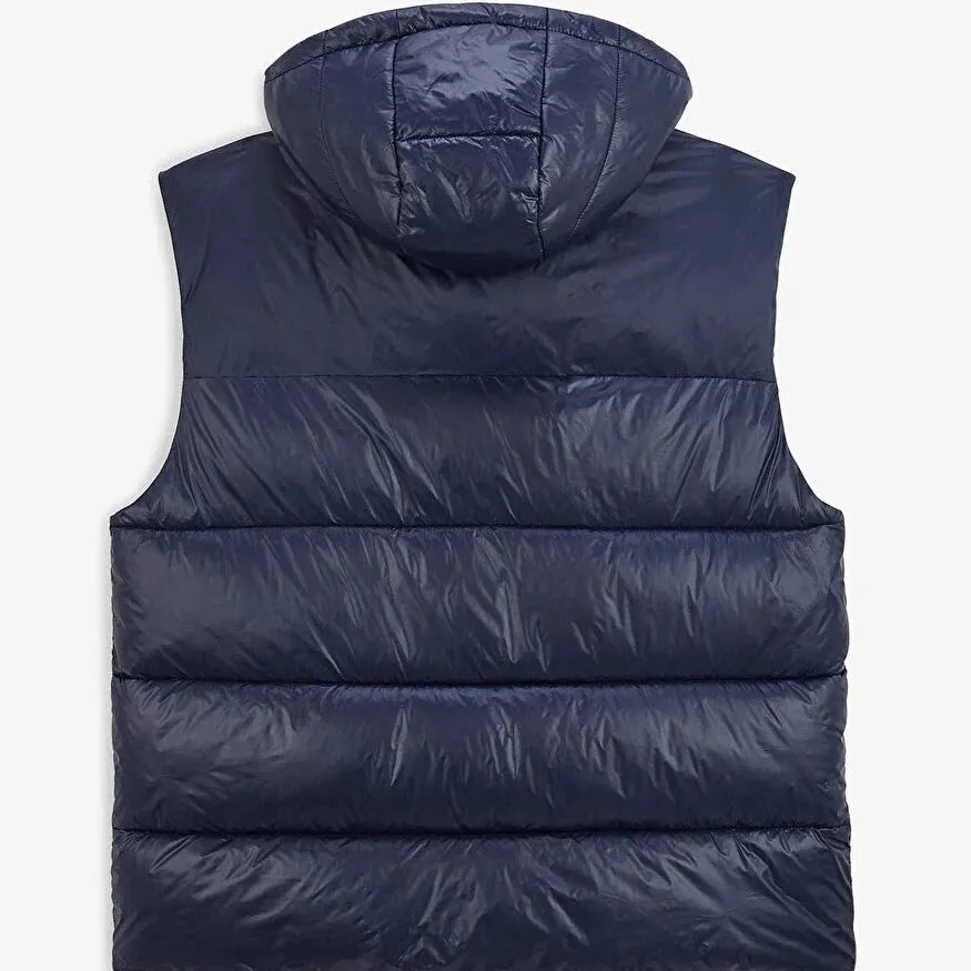 Daman Sleeveless Hooded Puffer Jacket: Navy