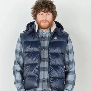 Daman Sleeveless Hooded Puffer Jacket: Navy