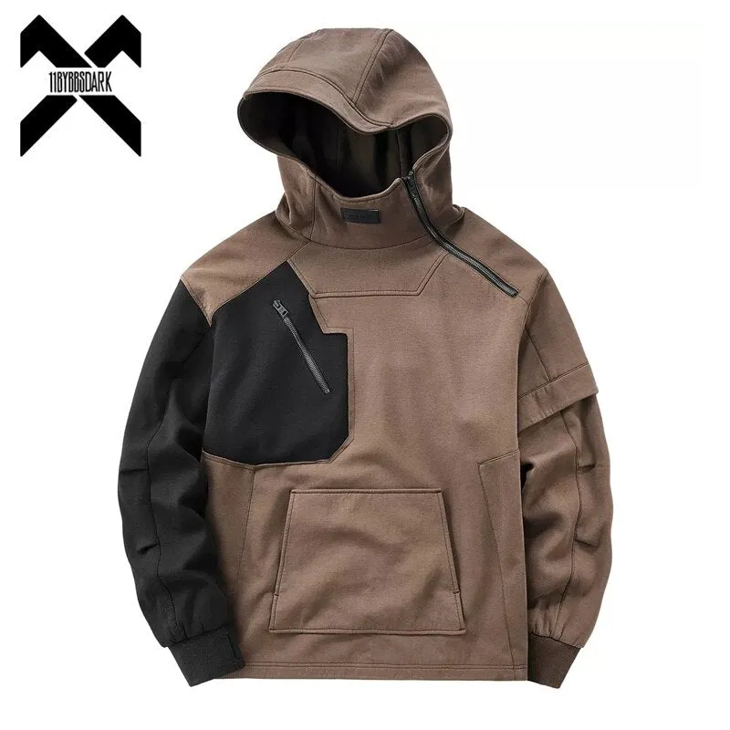 FusionBlock Techwear Patchwork Hoodie - functional Harajuku Men's Functional Cyberpunk Streetwear