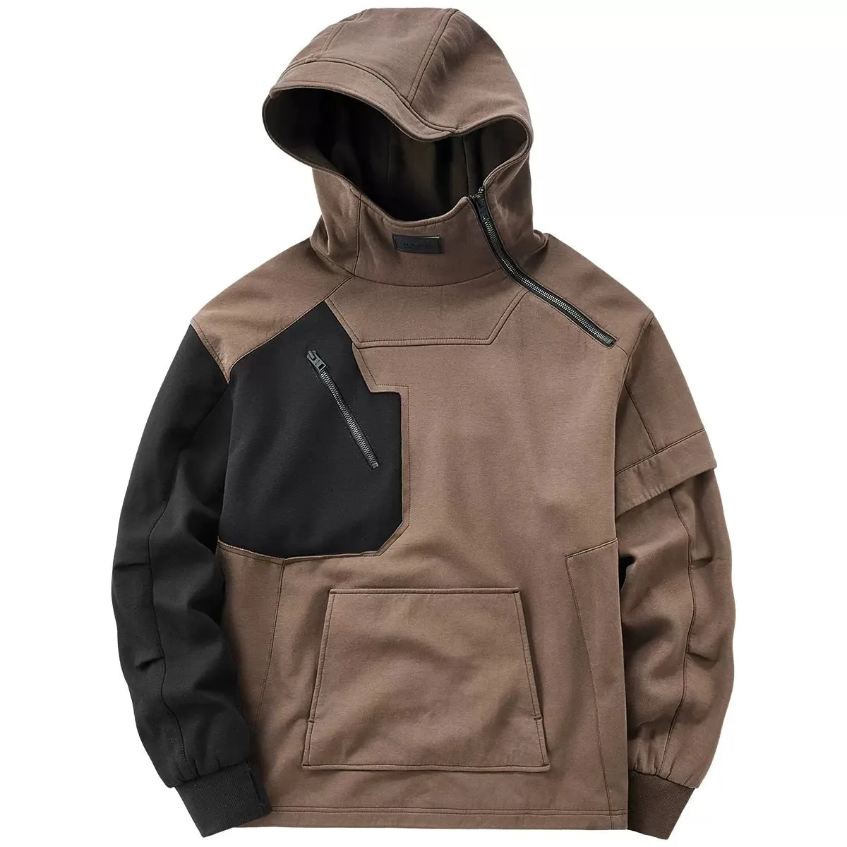 FusionBlock Techwear Patchwork Hoodie - functional Harajuku Men's Functional Cyberpunk Streetwear