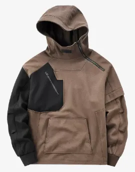 FusionBlock Techwear Patchwork Hoodie - functional Harajuku Men's Functional Cyberpunk Streetwear