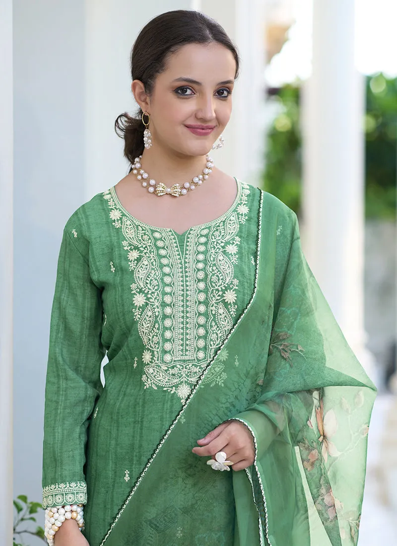 Green Khatli Work Embroidery Traditional Salwar Kameez