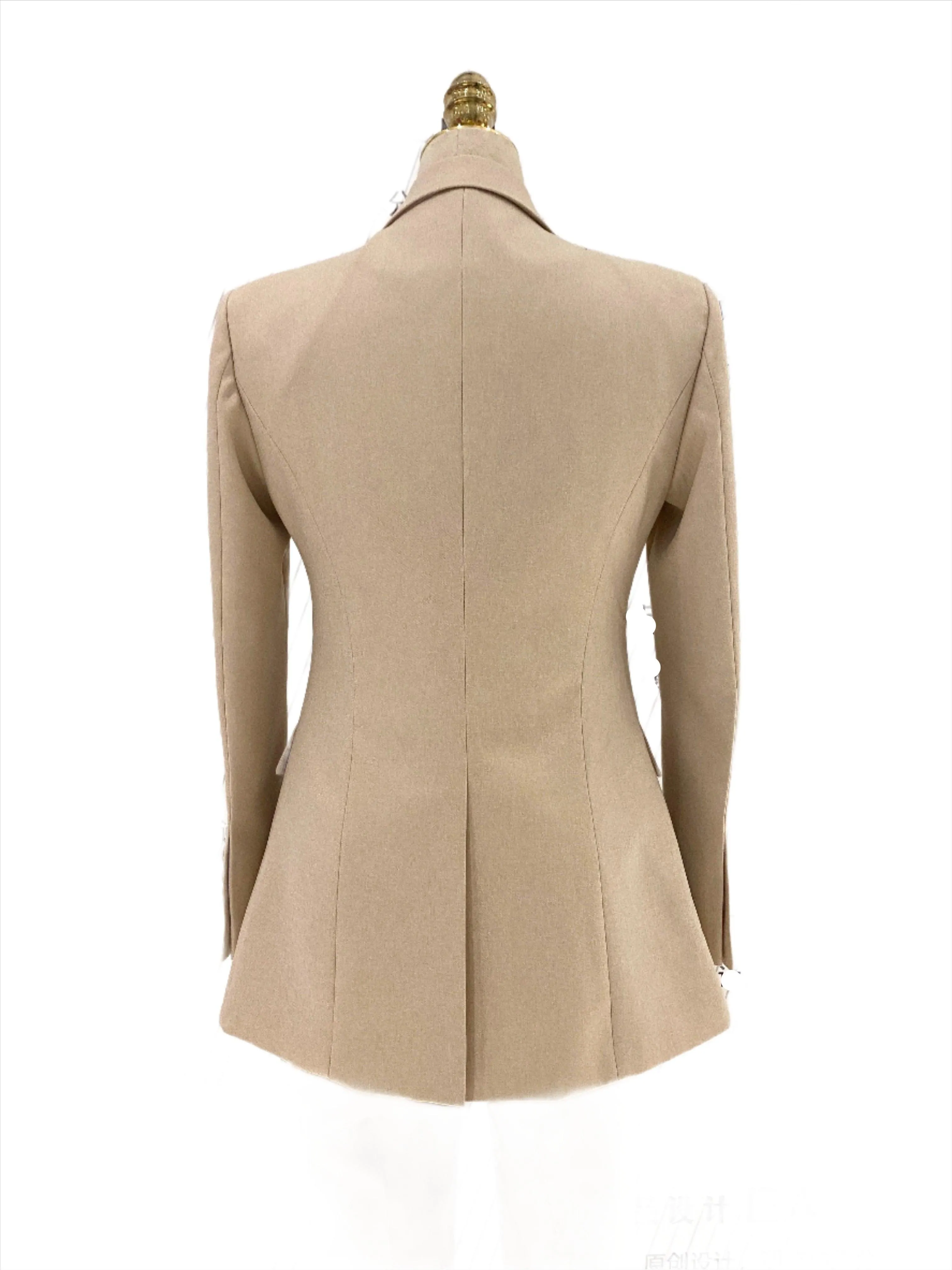 Light Khaki Women Pant Suit - Three Piece Trouser Suit