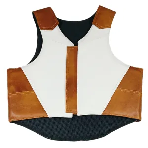 Lrg Hilason Western Horse Bull Riding Vest Bull Pro Rodeo Leather Gear Equipment Brown/White Safety Protective Vest