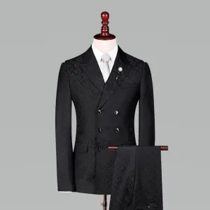 Men Suit - Jacquard Double-Breasted Suit