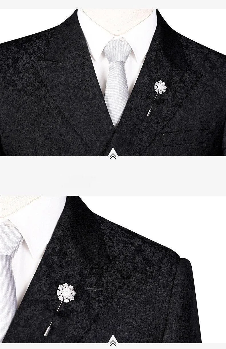 Men Suit - Jacquard Double-Breasted Suit