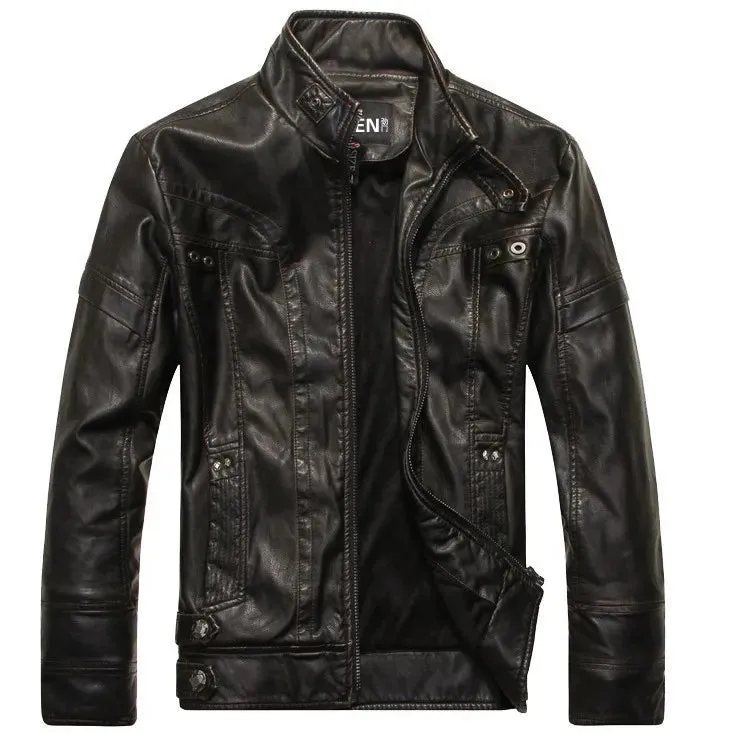 Men's Motorcycle Leather Jacket - Stylish and Durable Coat