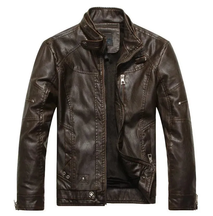 Men's Motorcycle Leather Jacket - Stylish and Durable Coat