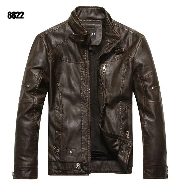 Men's Motorcycle Leather Jacket - Stylish and Durable Coat