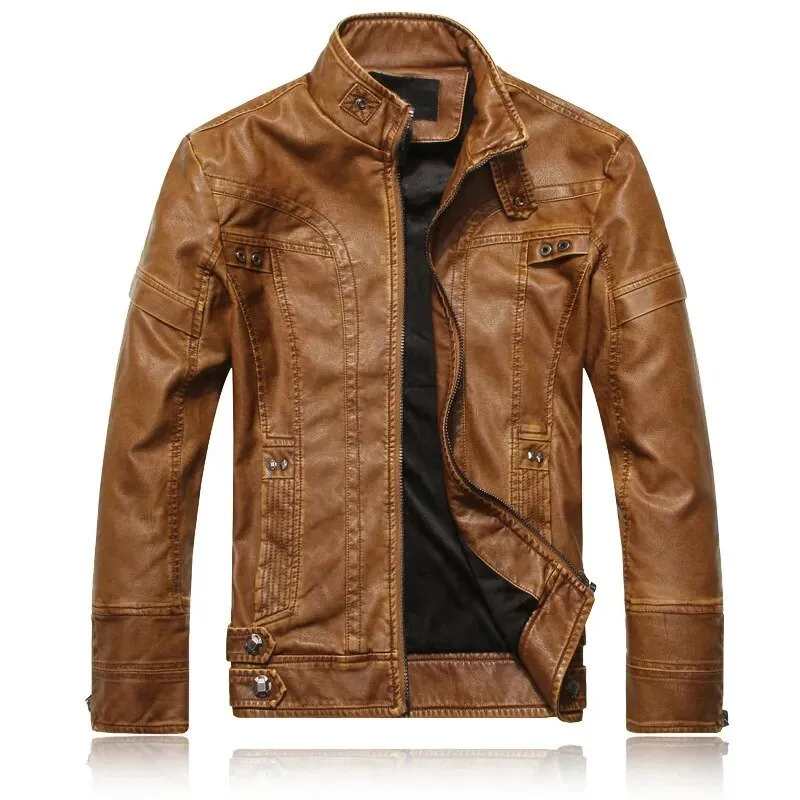 Men's Motorcycle Leather Jacket - Stylish and Durable Coat