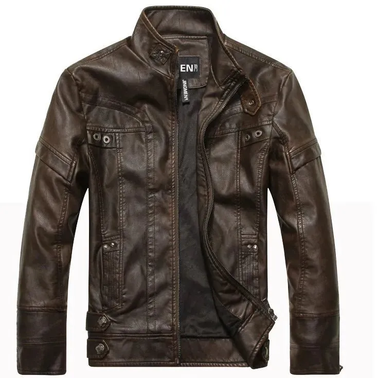 Men's Motorcycle Leather Jacket - Stylish and Durable Coat