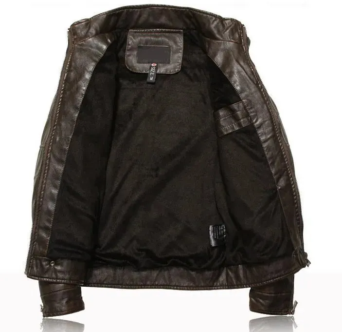 Men's Motorcycle Leather Jacket - Stylish and Durable Coat