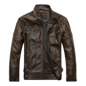 Men's Motorcycle Leather Jacket - Stylish and Durable Coat