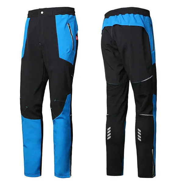 Mens Outdoor Elastic Waist Soft Shell Warm Fleece Lining Windproof Waterproof Thicken Sport Pants