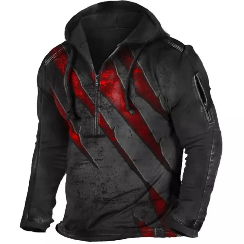 Men's Outdoor Half Zip Collar Tactical Hoodie