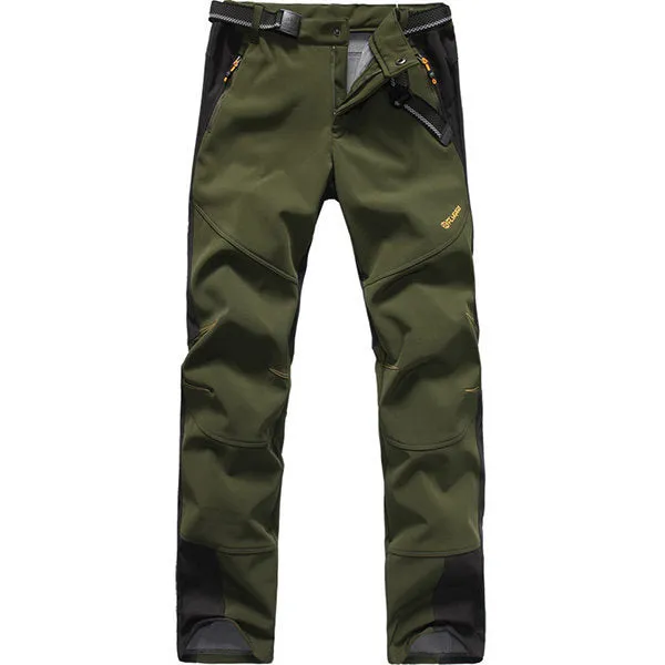 Mens Outdoor Soft Shell Water-repellent Cozy Warm Fleece Lined Breathable Sport Pants