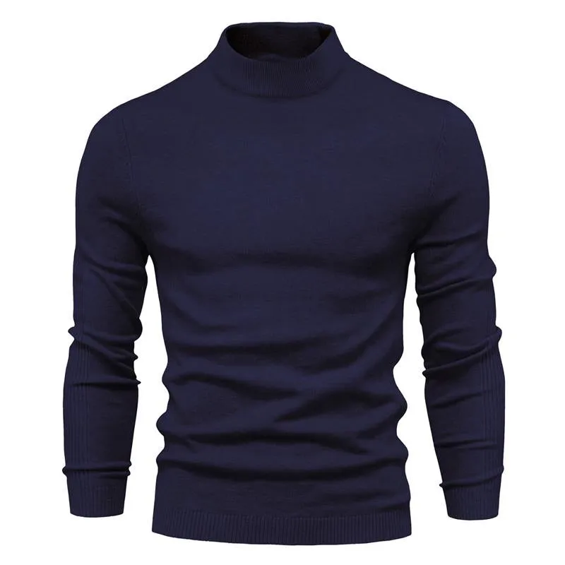 Men's Solid Color Turtleneck Pullover Knit Sweater 47281568X