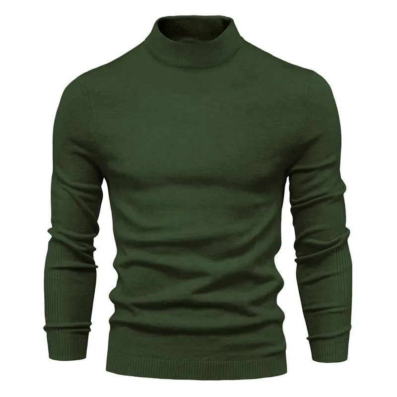 Men's Solid Color Turtleneck Pullover Knit Sweater 47281568X