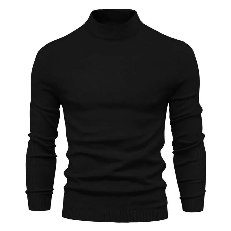 Men's Solid Color Turtleneck Pullover Knit Sweater 47281568X