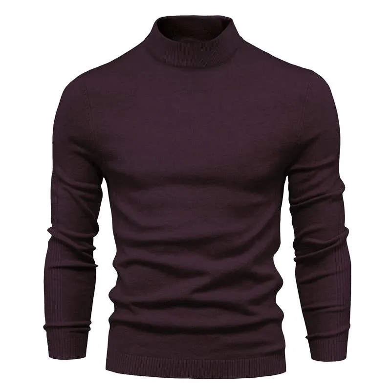 Men's Solid Color Turtleneck Pullover Knit Sweater 47281568X