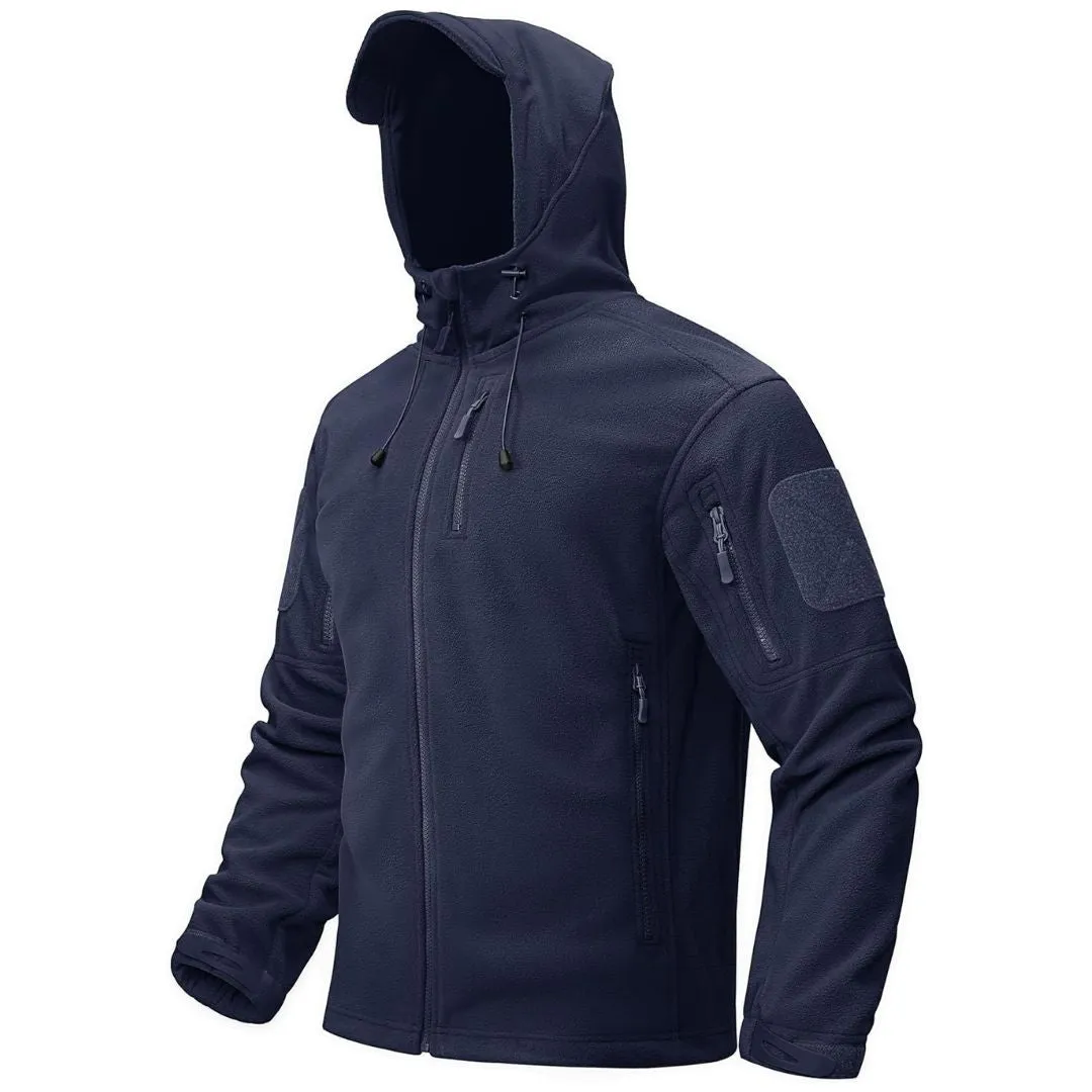 Men's Tactical Fleece Jacket Hoodie with 6 Pockets Winter Warm Coats