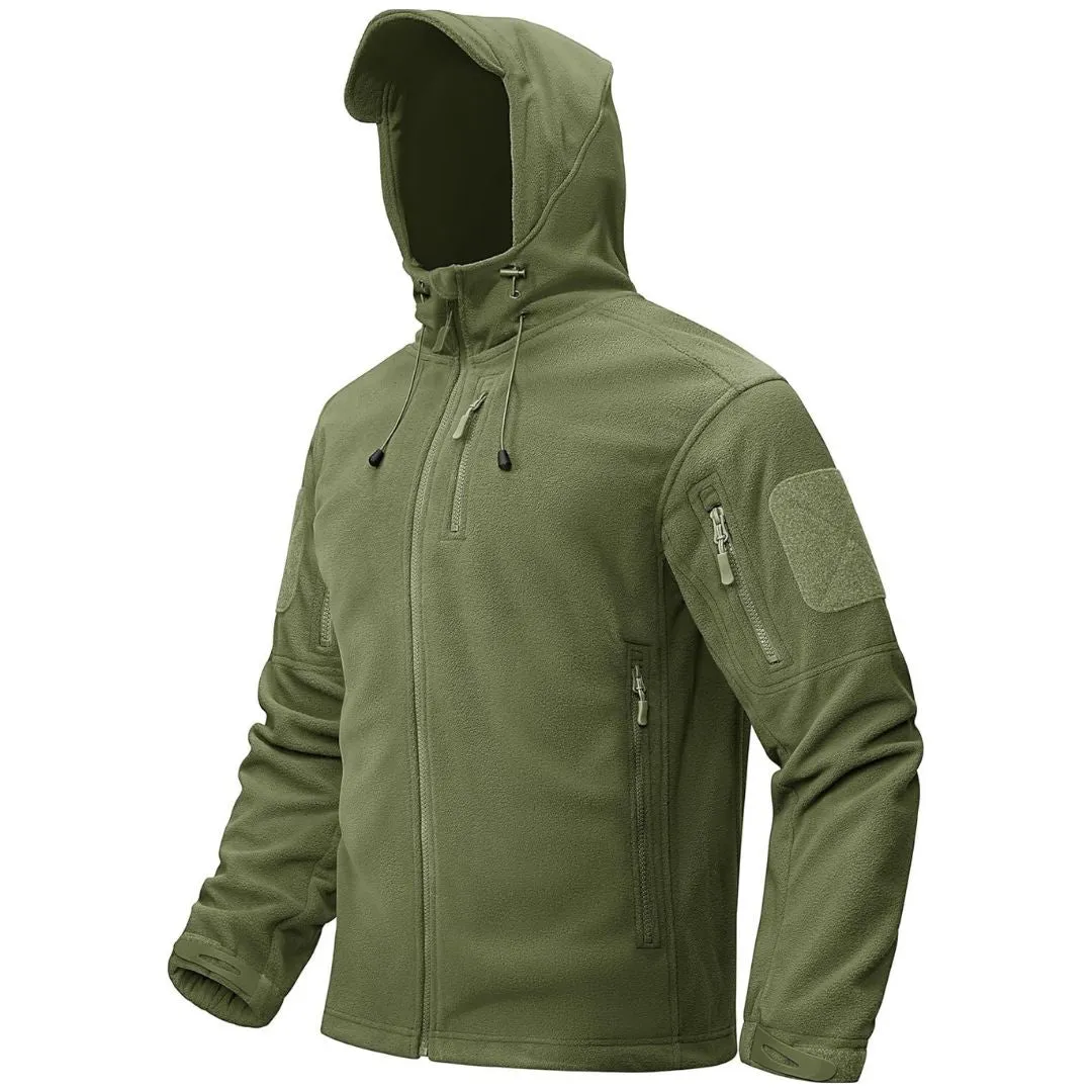 Men's Tactical Fleece Jacket Hoodie with 6 Pockets Winter Warm Coats