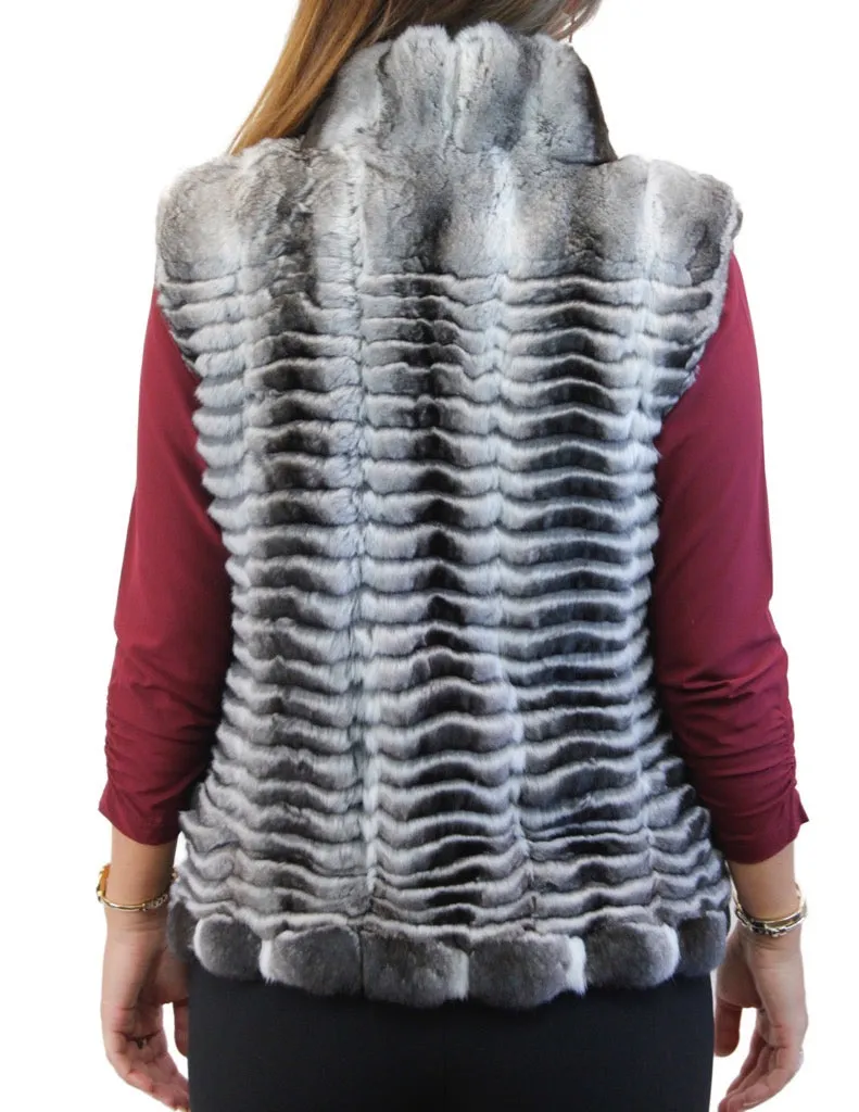 NATURAL FEATHERED CHINCHILLA FUR VEST