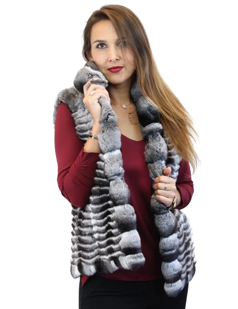 NATURAL FEATHERED CHINCHILLA FUR VEST