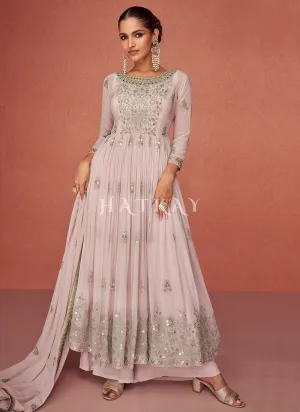 Pale Pink Sequence Embroidery Gharara Suit