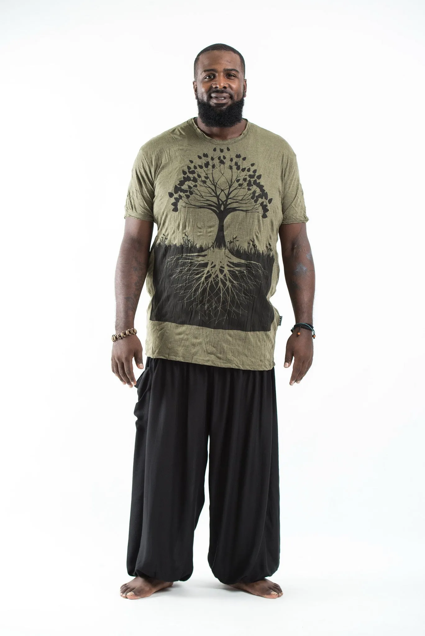 Plus Size Sure Design Men's Tree of Life T-Shirt Green