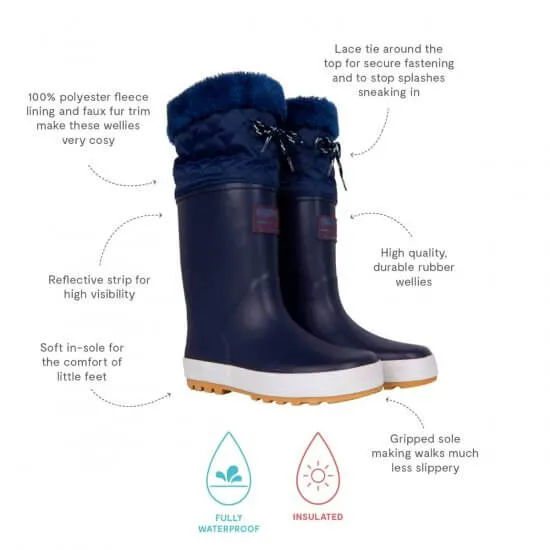 Puddleflex Fleece Lined Wellies, Navy