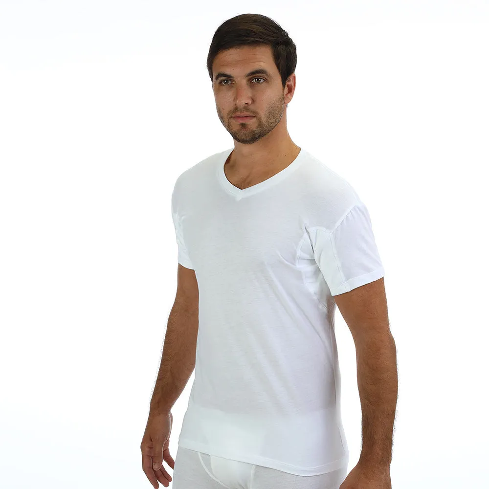 Regular Fit V-Neck Undershirt With Absorbent, Sweat-Proof, Enlarged, Sewn-In Underarm Shields Style #RSC04