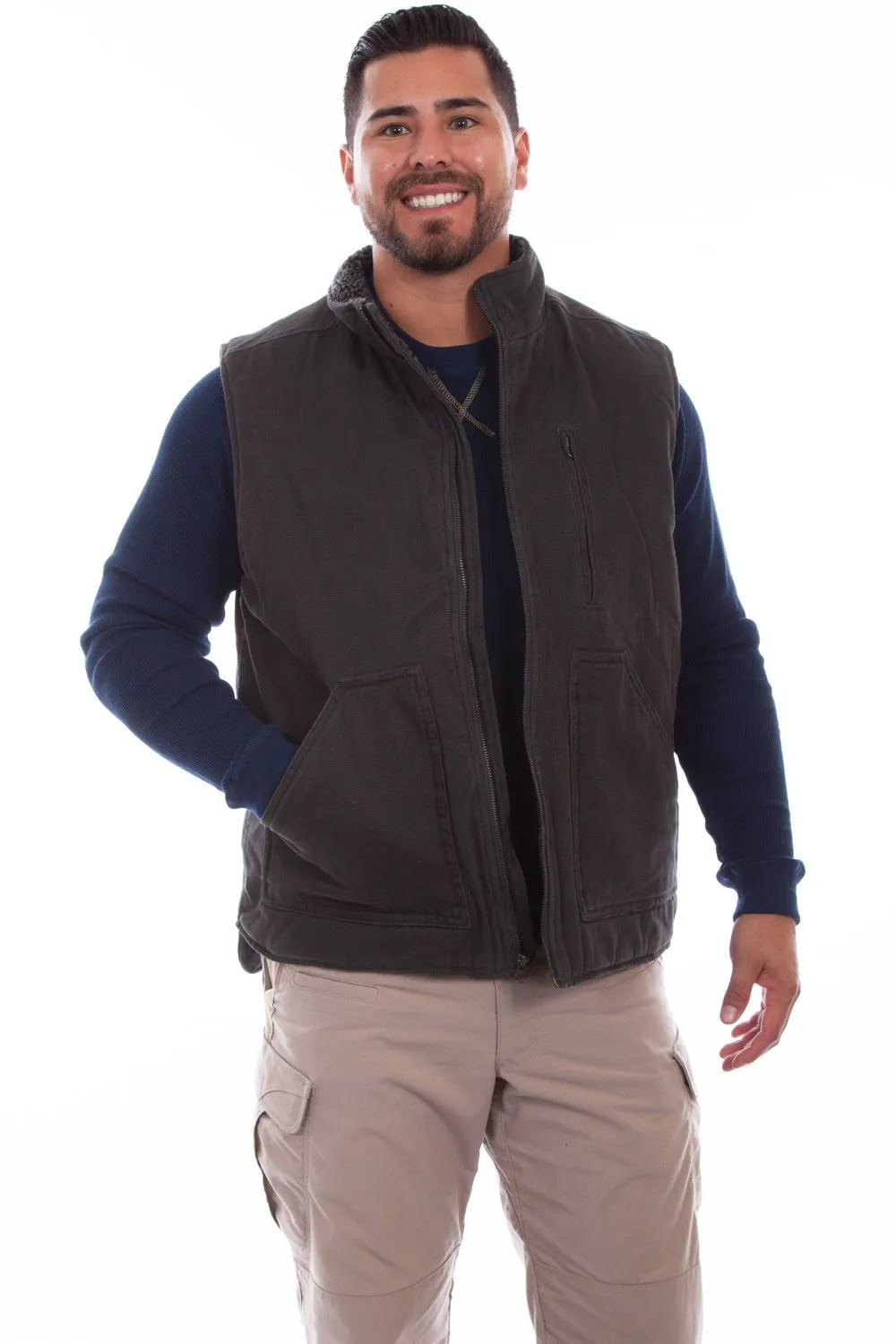 Scully Mens Charcoal 100% Cotton Durable Canvas Vest