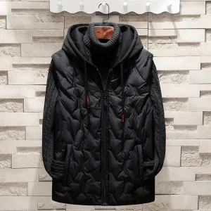 Single Road Mens Winter Jacket Vest Men Fleece Inside Sleeveless Hooded Coat Outwear Cotton Padded Vest Windproof Bodywarmer