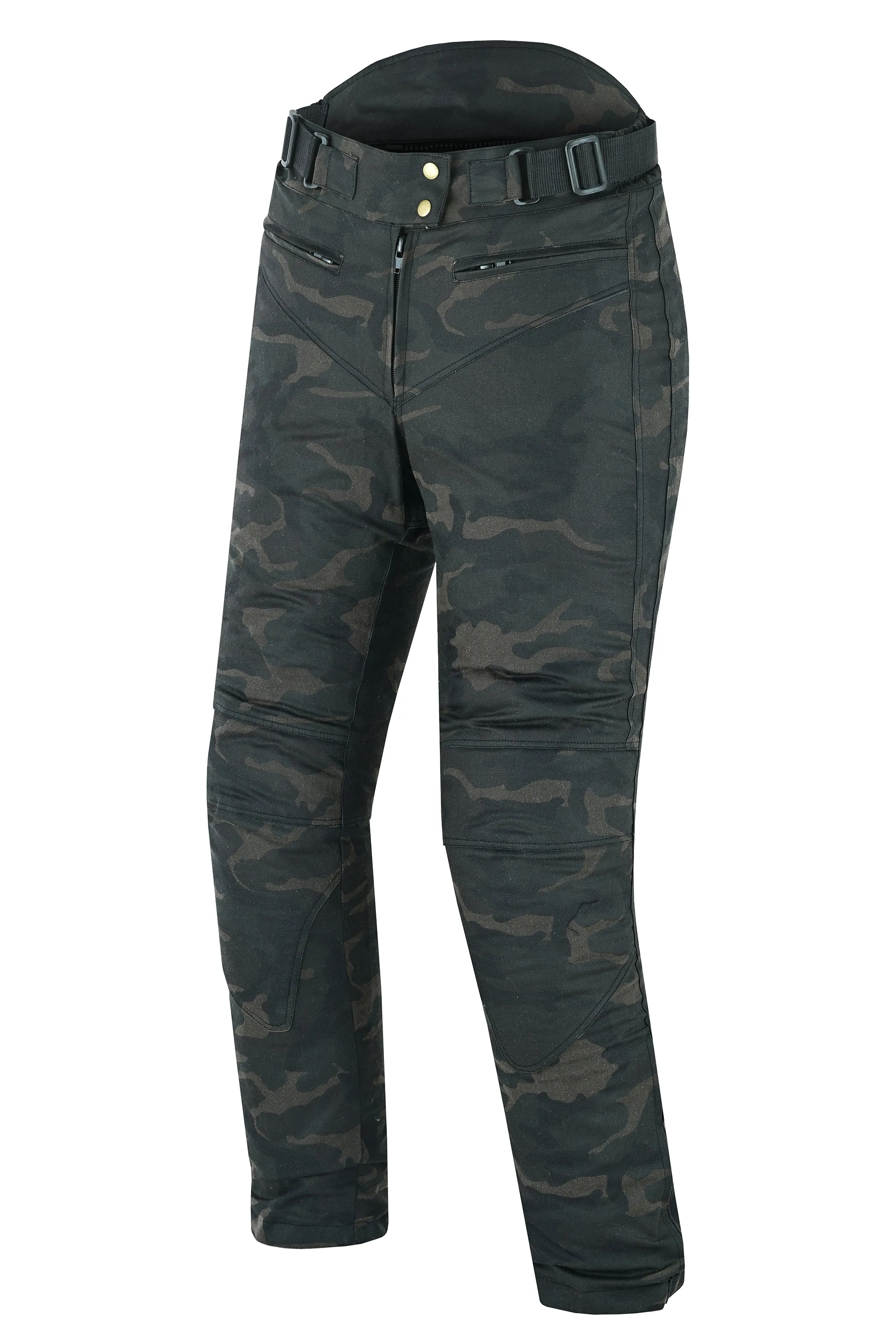 Warrior Gears® LADIES Wax Cotton Waxed Motorcycle Trousers, Waterproof Breathable CE Armour Biker Racing Trouser - Camo